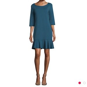 Three Dots Flounce Dress Size S NWT Teal